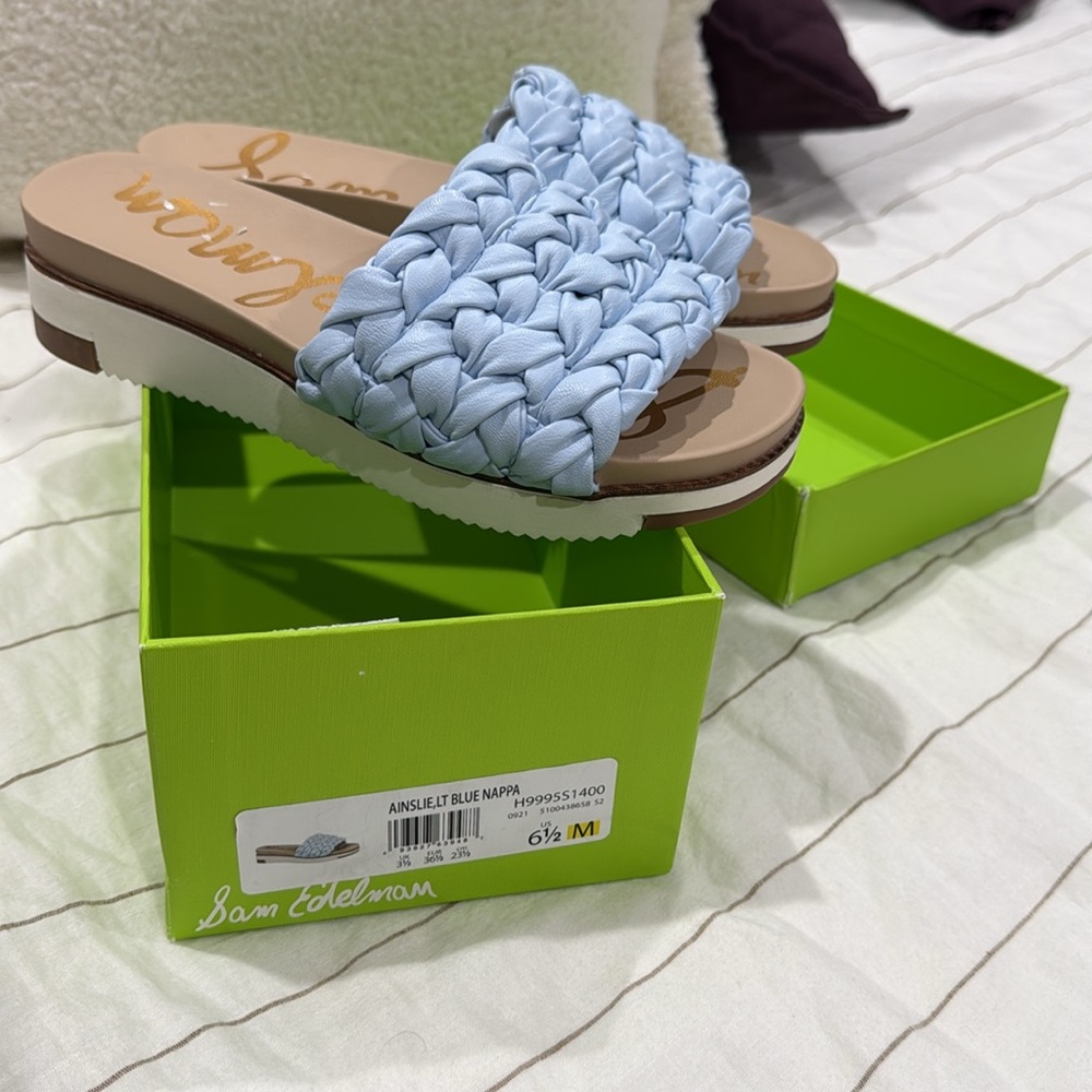 Sam Edelman Light Blue Nappa Sandals